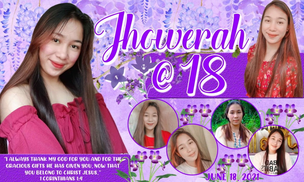 Flower Theme Tarpaulin Design for Debut - Purple Motif Layout 2