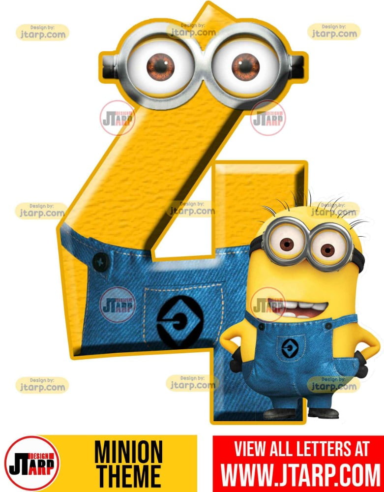 minion printable number 4