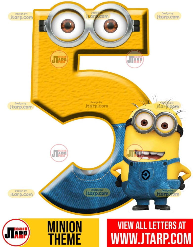 minion printable number 5