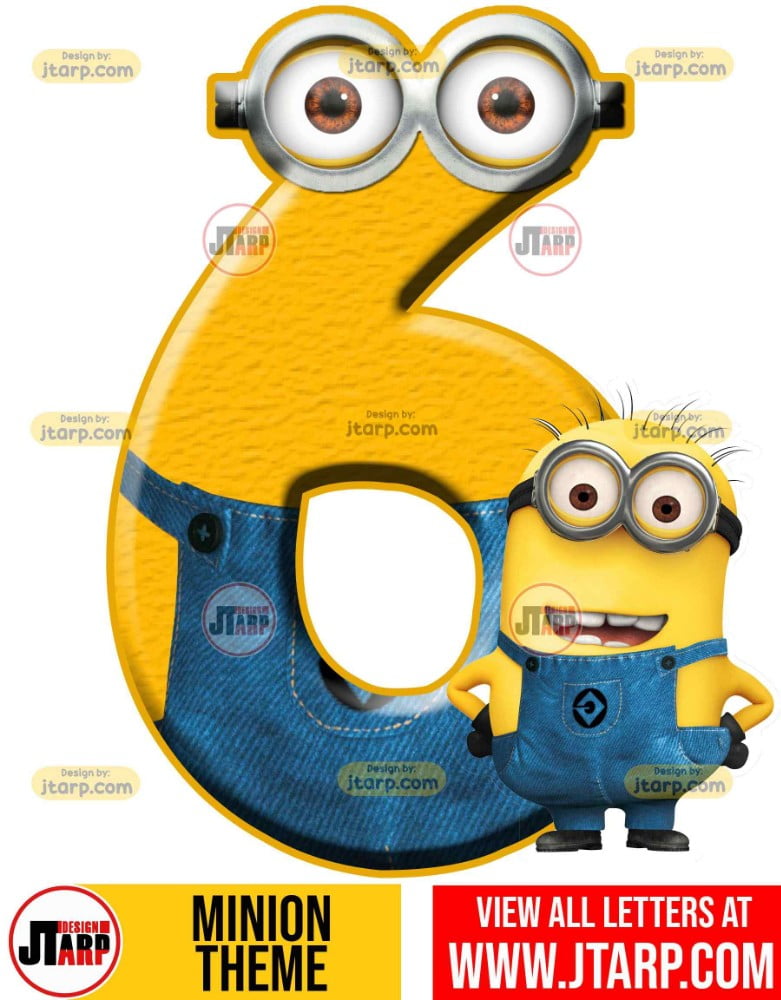 minion printable number 6