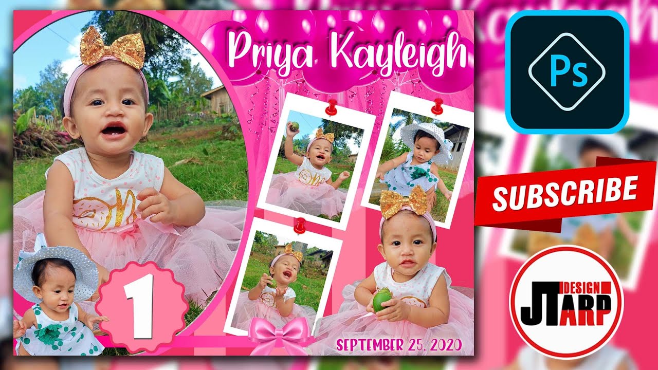 Birthday Tarpaulin Design for Kids | Pink Theme for Girl