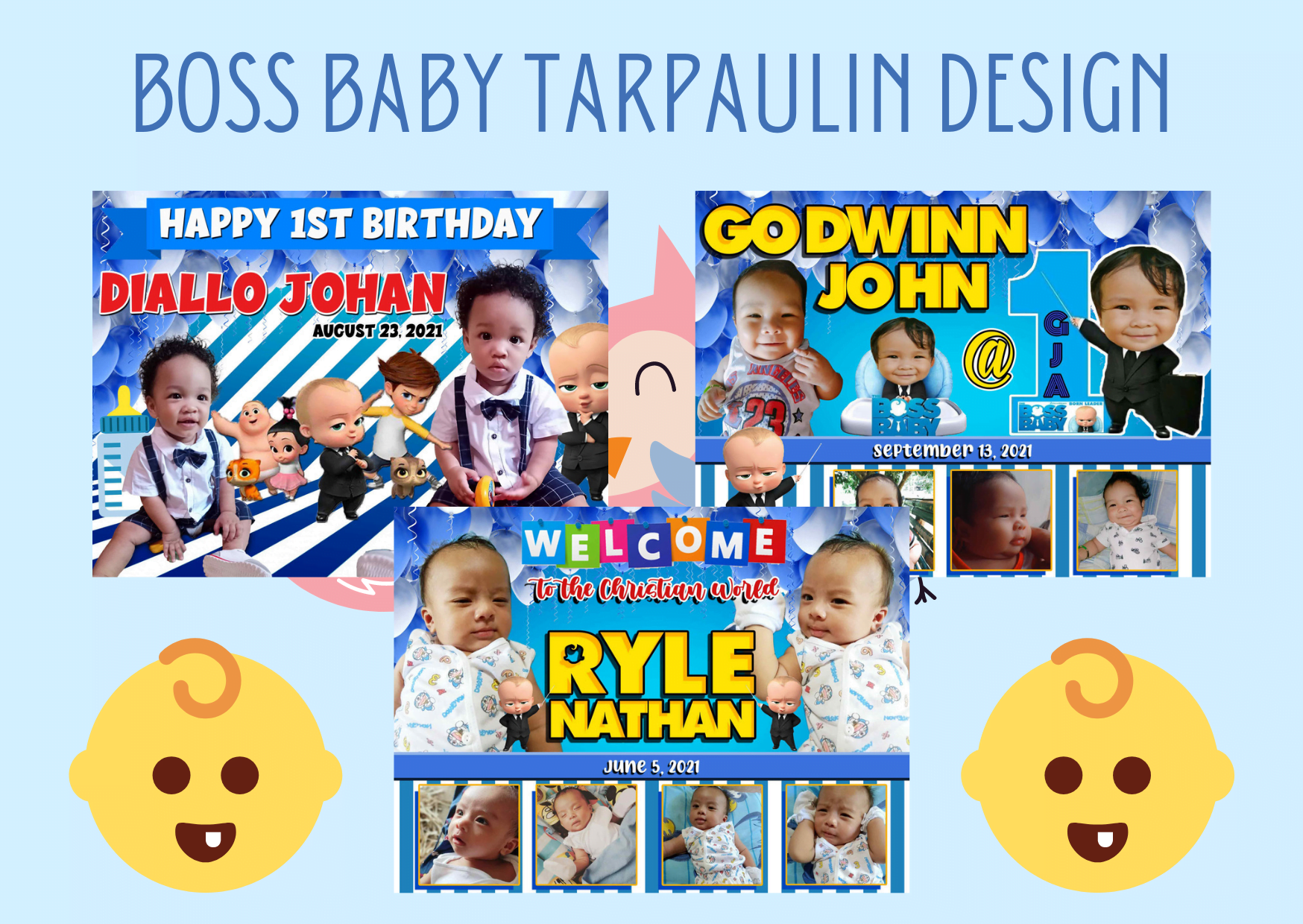 3 Boss Baby Tarpaulin Design for Birthday and Christening