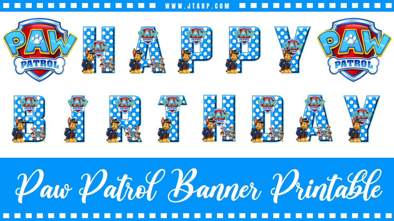 Paw Patrol Happy Birthday Banner Printable