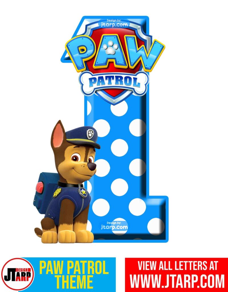 Paw Patrol Printable Number 1