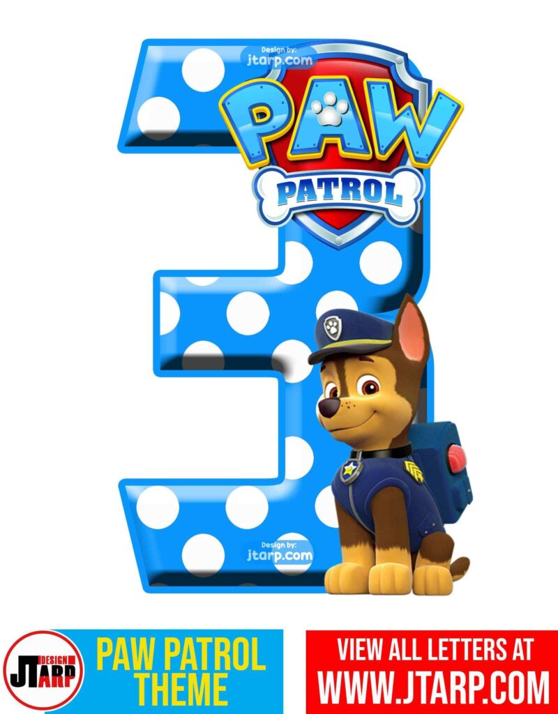 Paw Patrol Printable Number 3