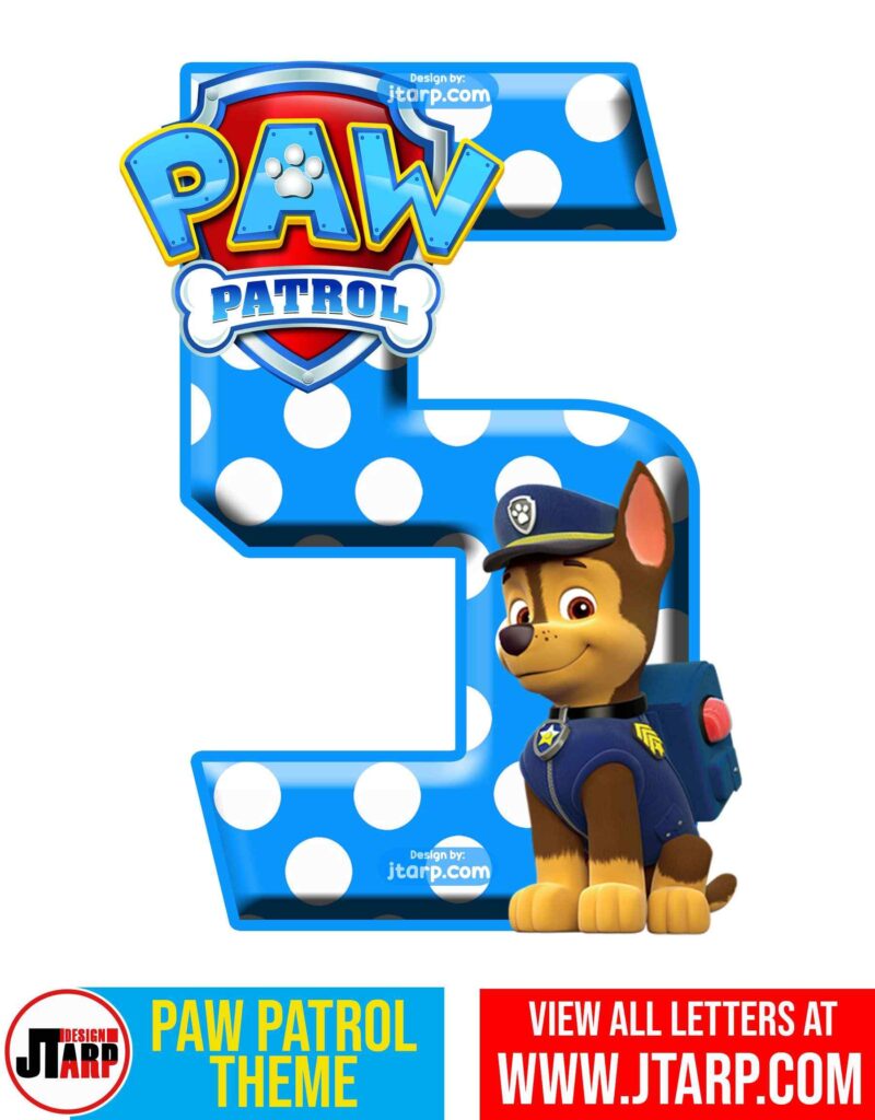 Paw Patrol Printable Number 5