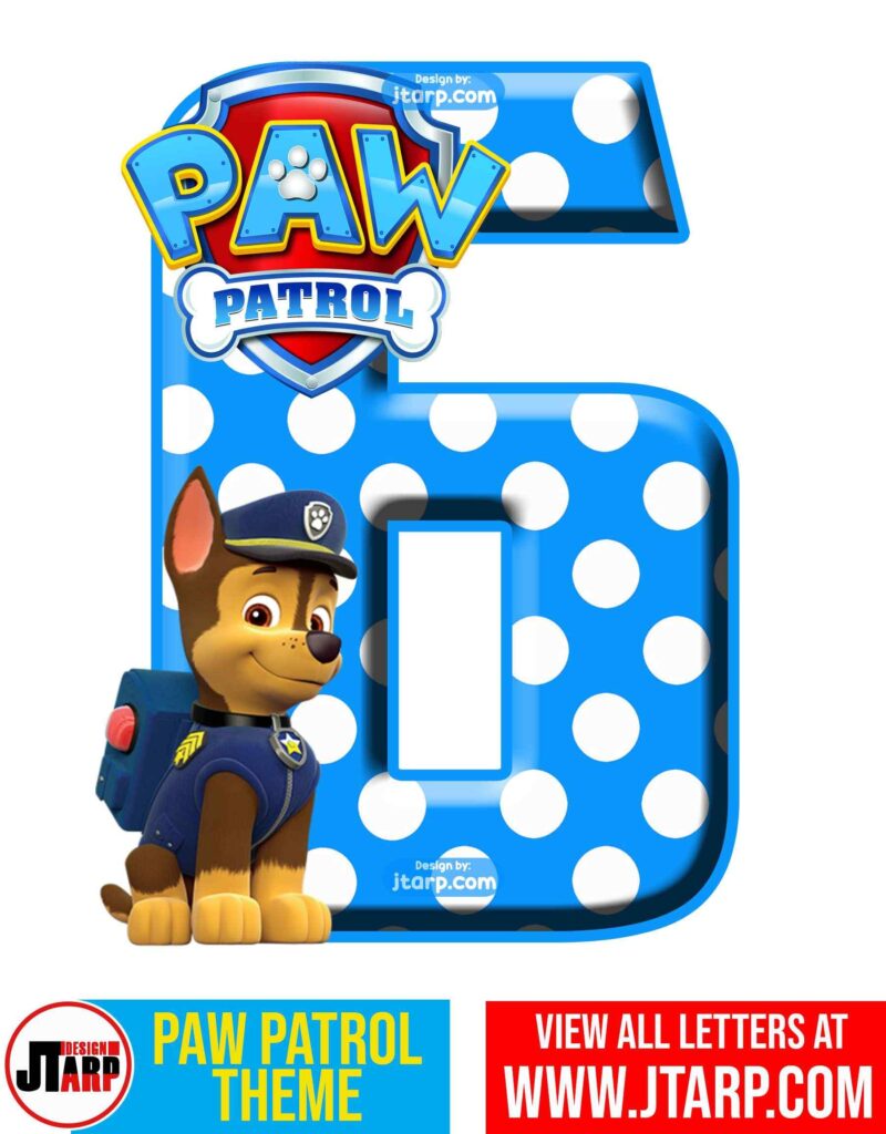 Paw Patrol Printable Number 6