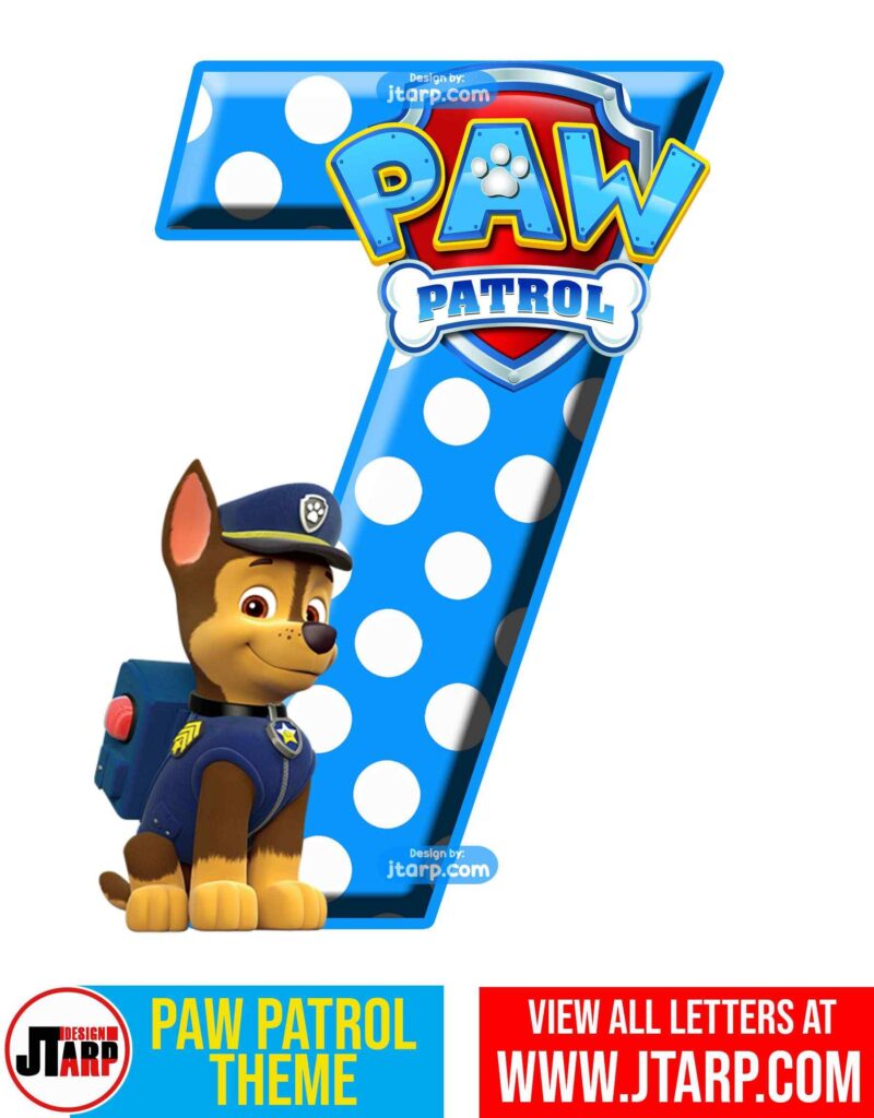 Paw Patrol Printable Number 7