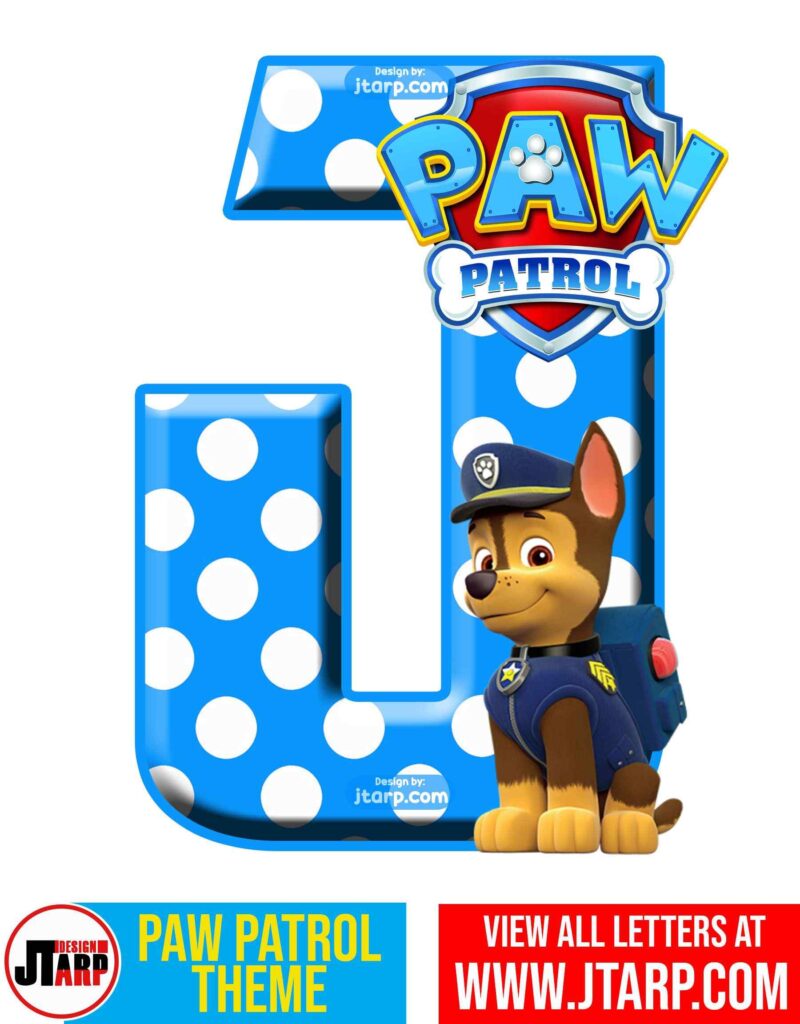 Paw Patrol Printable Letter J