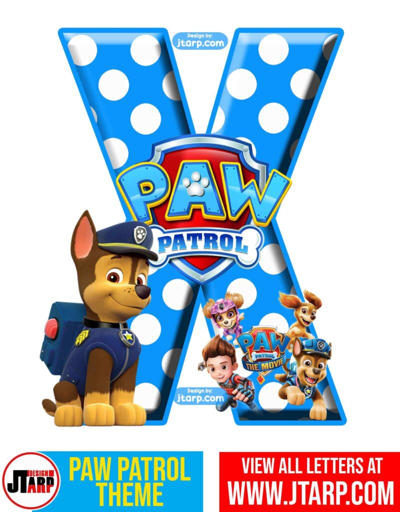 Paw Patrol Printable Letter X
