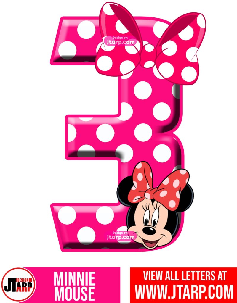 Minnie Mouse Printable Number 3