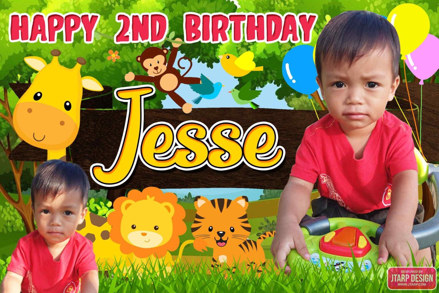 2x3 Happy 2nd Birthday Jesse Zoo Theme