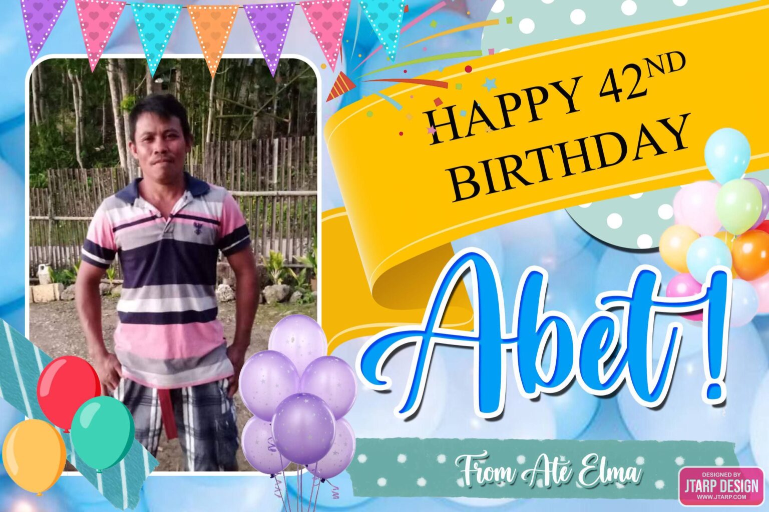 2x3 Happy 42nd Birthday Abet Tarpaulin Design 1