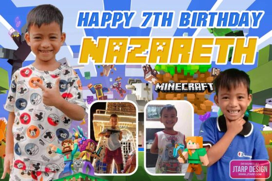 2x3 Happy 7th Birthday Nazareth Minecraft Tarpaulin Design