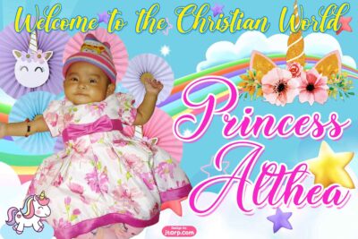 2x3 Princess Althea Unicorn Theme Christening Tarp Design