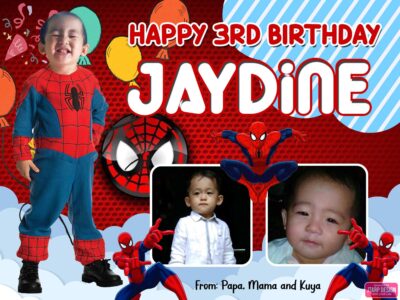 3x4 3rd Birthday Jaydine Spiderman Tarpaulin Design