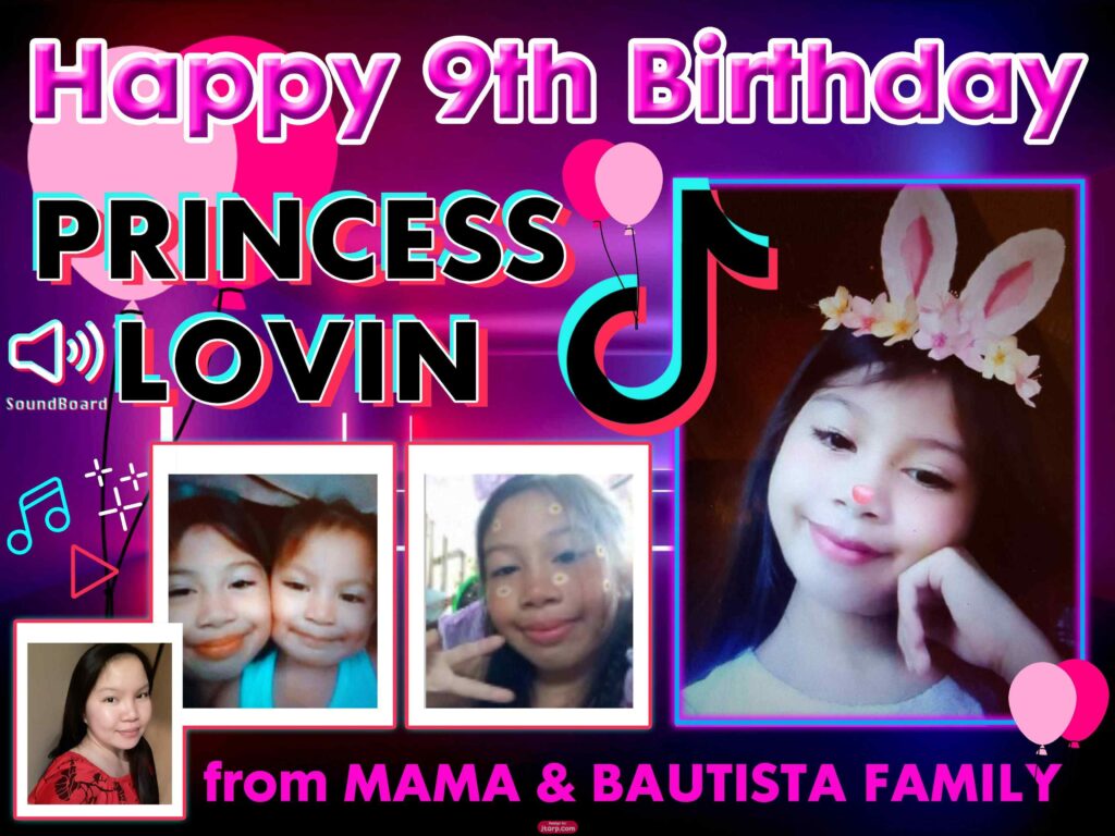 3x4 9th Birthday Princess Lovin Tiktok Theme