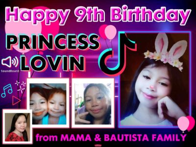 3x4 9th Birthday Princess Lovin Tiktok Theme