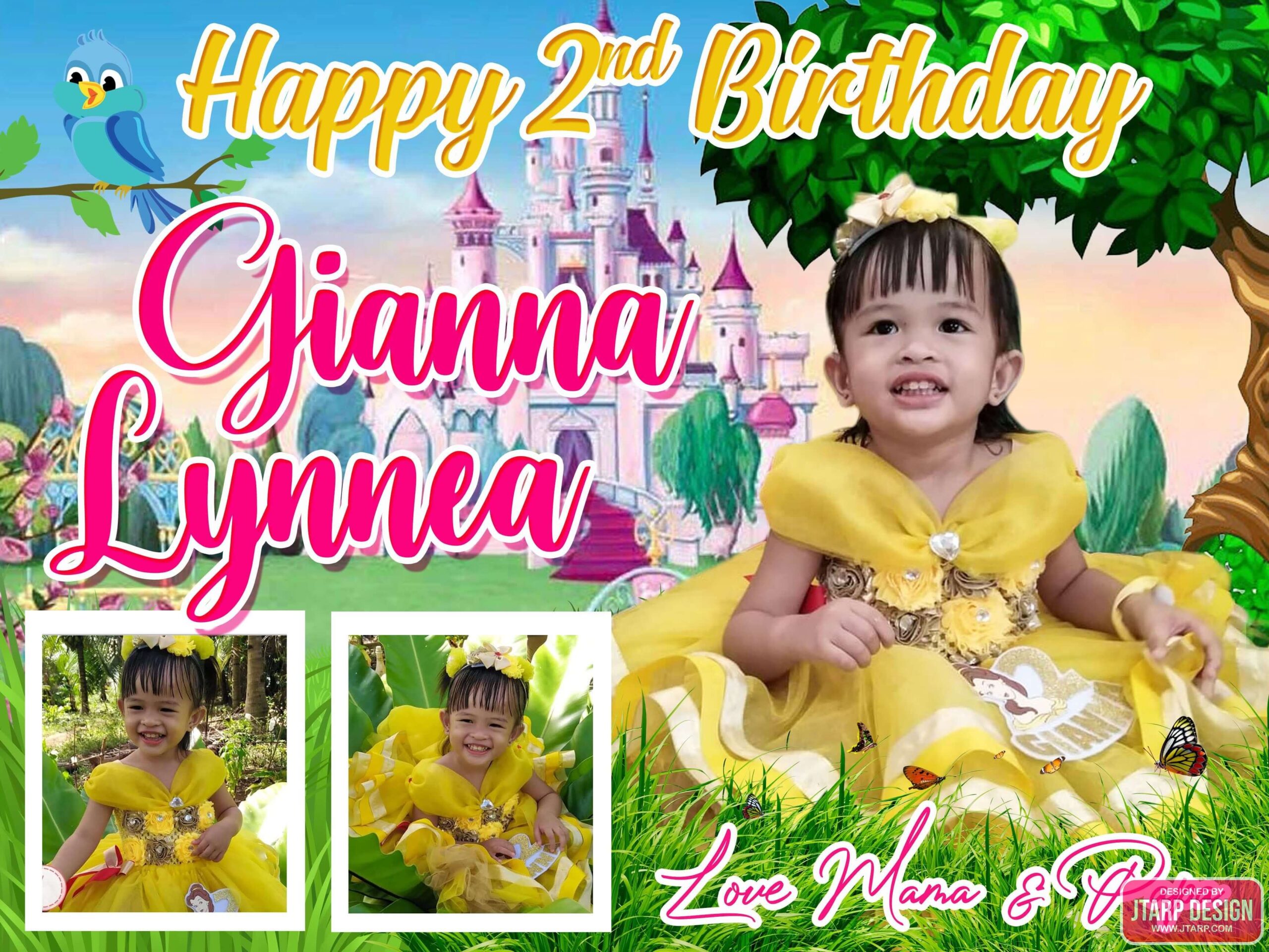 3x4 Happy 2nd Birthday Gianna Lynnea Princess Belle Tarpaulin Design