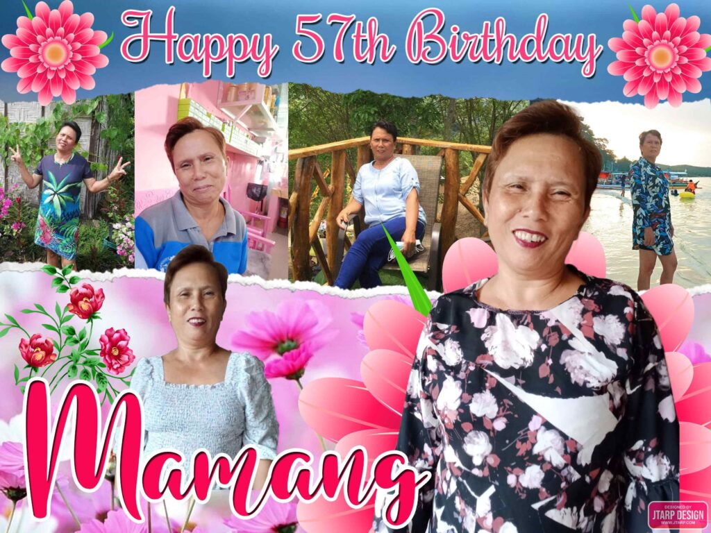 3x4 Happy 57th Birthday Mamang Flower Garden Theme