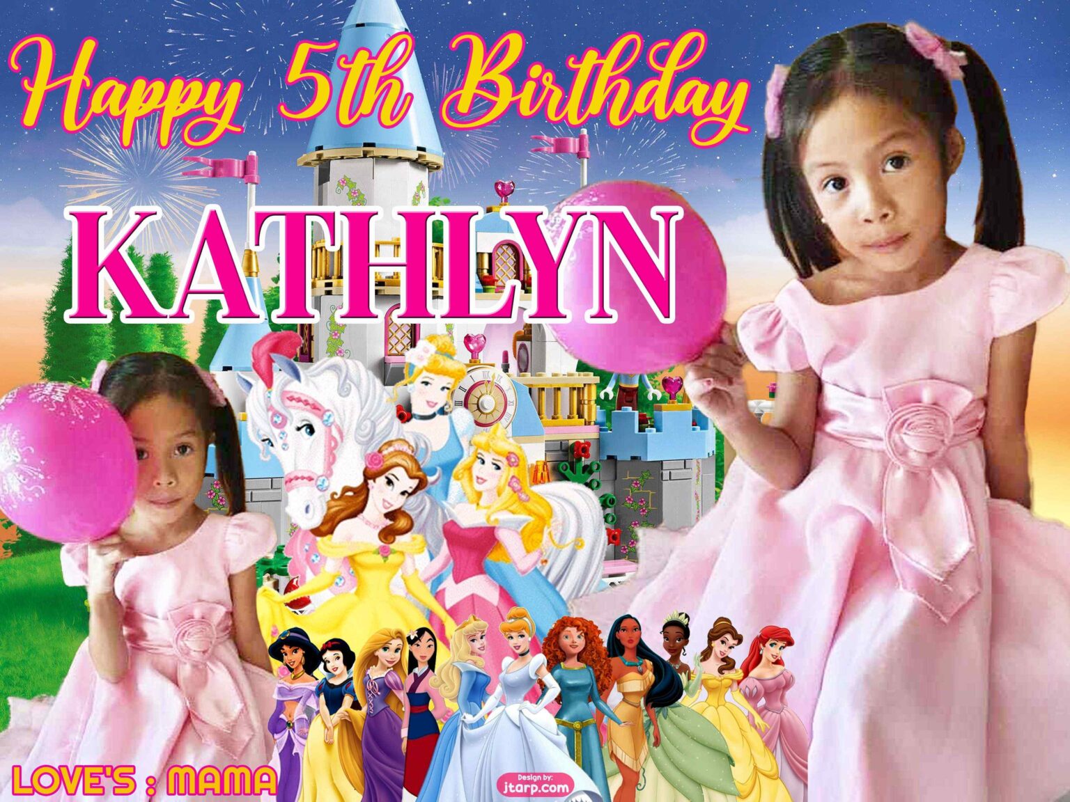 3x4 Happy 5th birthday kathlyn Disney Princess