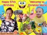 3x4 Welcome to Christian Word and Happy 57th Birthday Tarpaulin Design