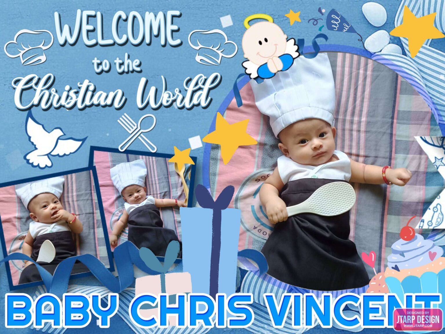3x4 Welcome to the Christian World BABY CHRIS VINCENT Baptism Tarpaulin Design
