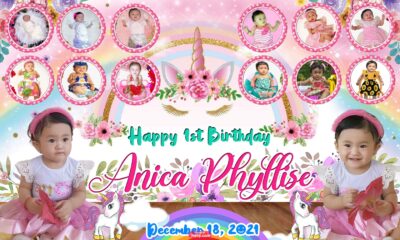 3x5 HAPPY 1ST BIRTHDAY ANICA PHYLLISE Unicorn Theme Tarp Design