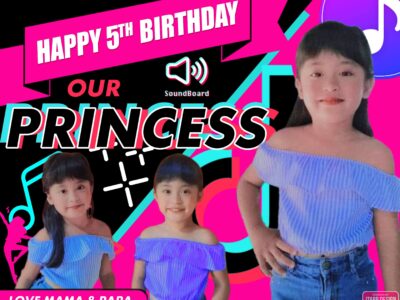 4x5 Happy 5th Birthday our Princess TikTok Tarpaulin Design