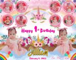 4x5 Jilian Potes 1st Birthday Unicorn Tarpaulin Design 1
