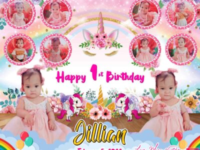 4x5 Jilian Potes 1st Birthday Unicorn Tarpaulin Design 1