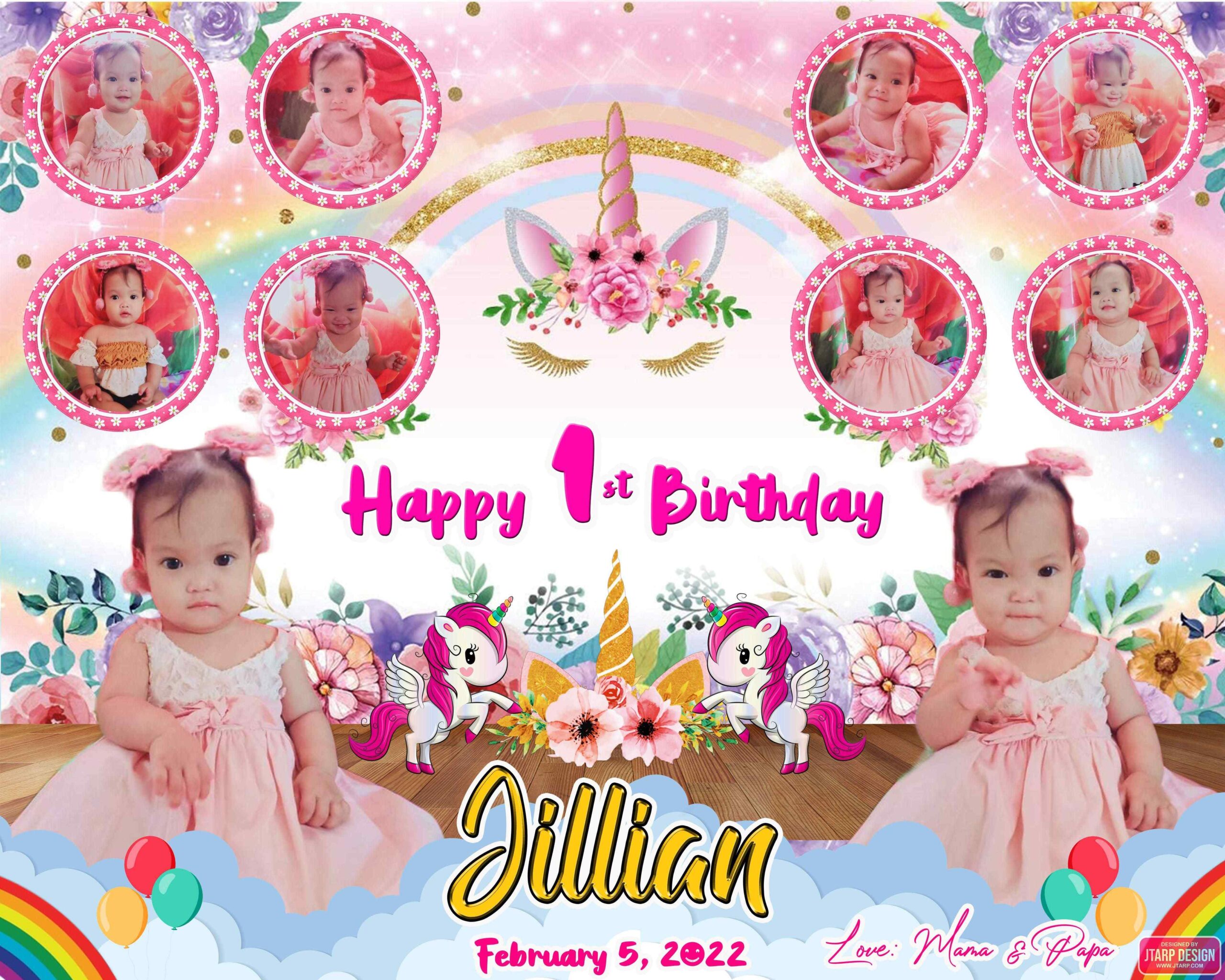 4x5 Jilian Potes 1st Birthday Unicorn Tarpaulin Design