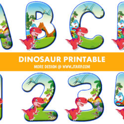 Dinosaurs Printable Letters A-Z and Numbers 0-9