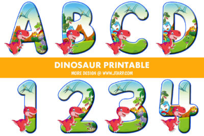 Dinosaur Theme Printable Letters and Numbers Thumbnail