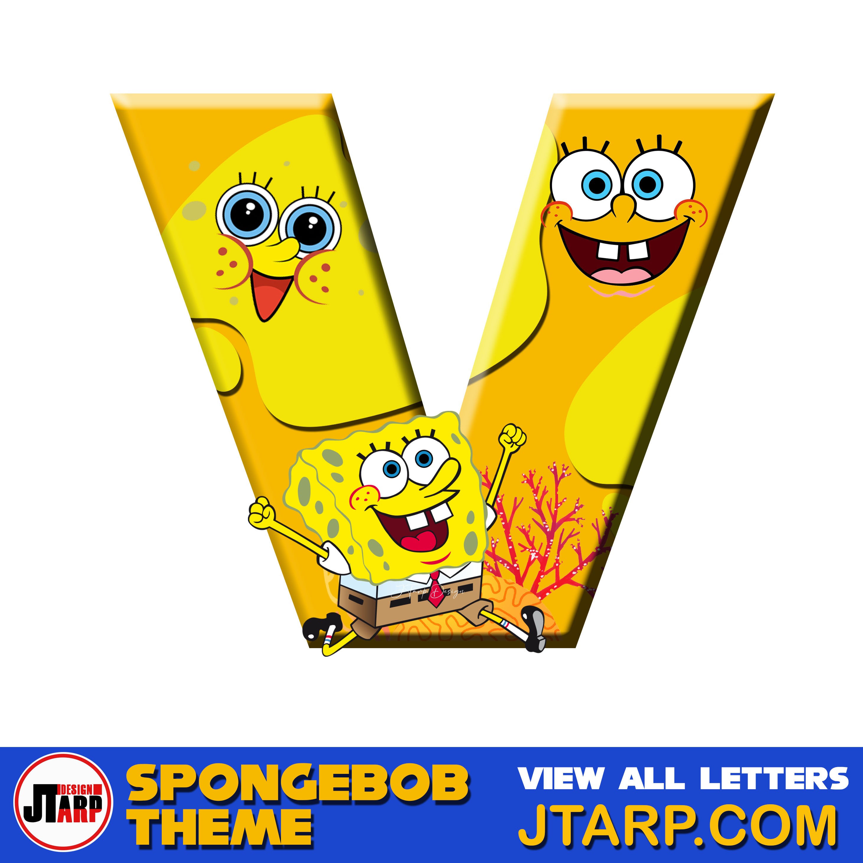 Free Printable Spongebob Letters 3D Letter V