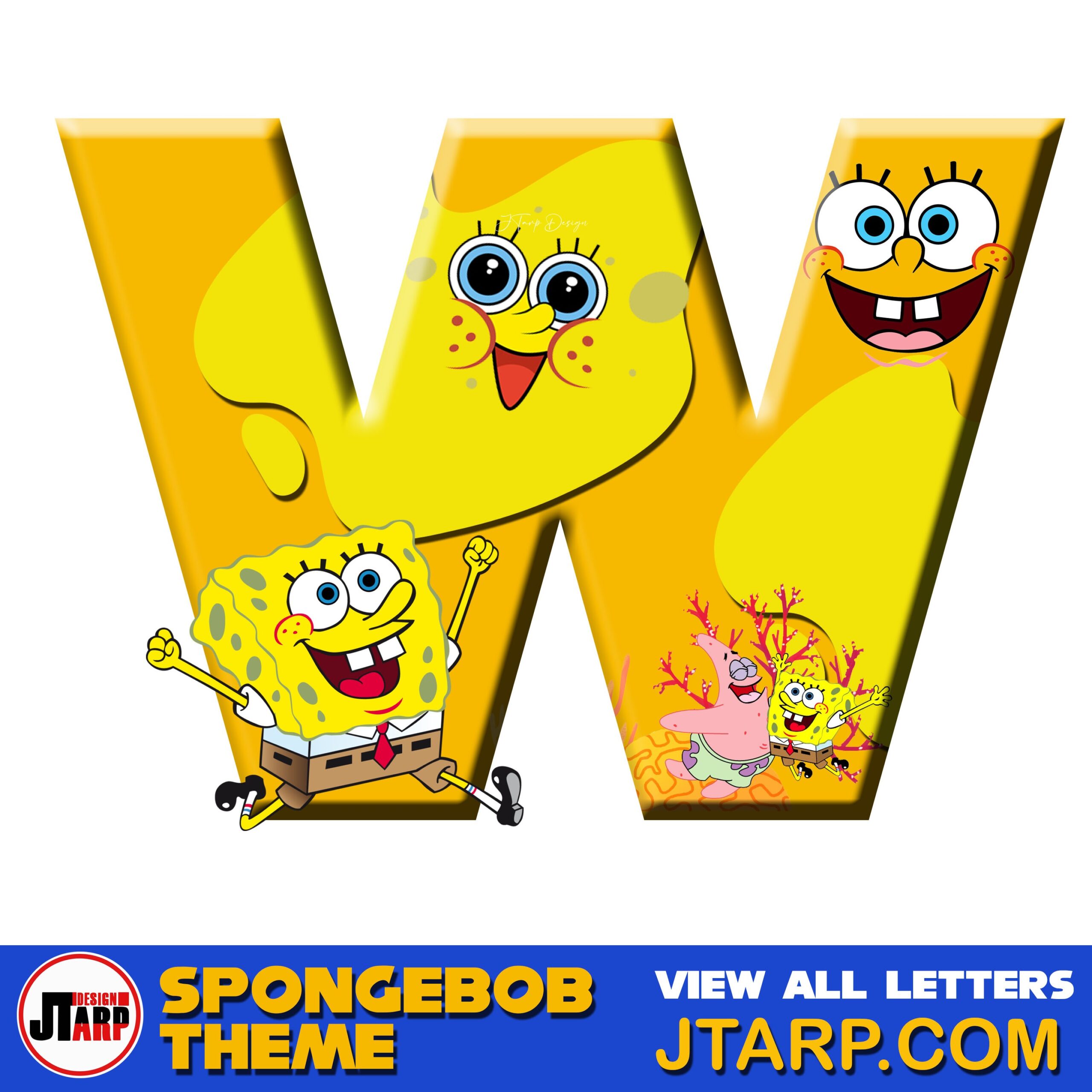 Free Printable Spongebob Letters 3D Letter W