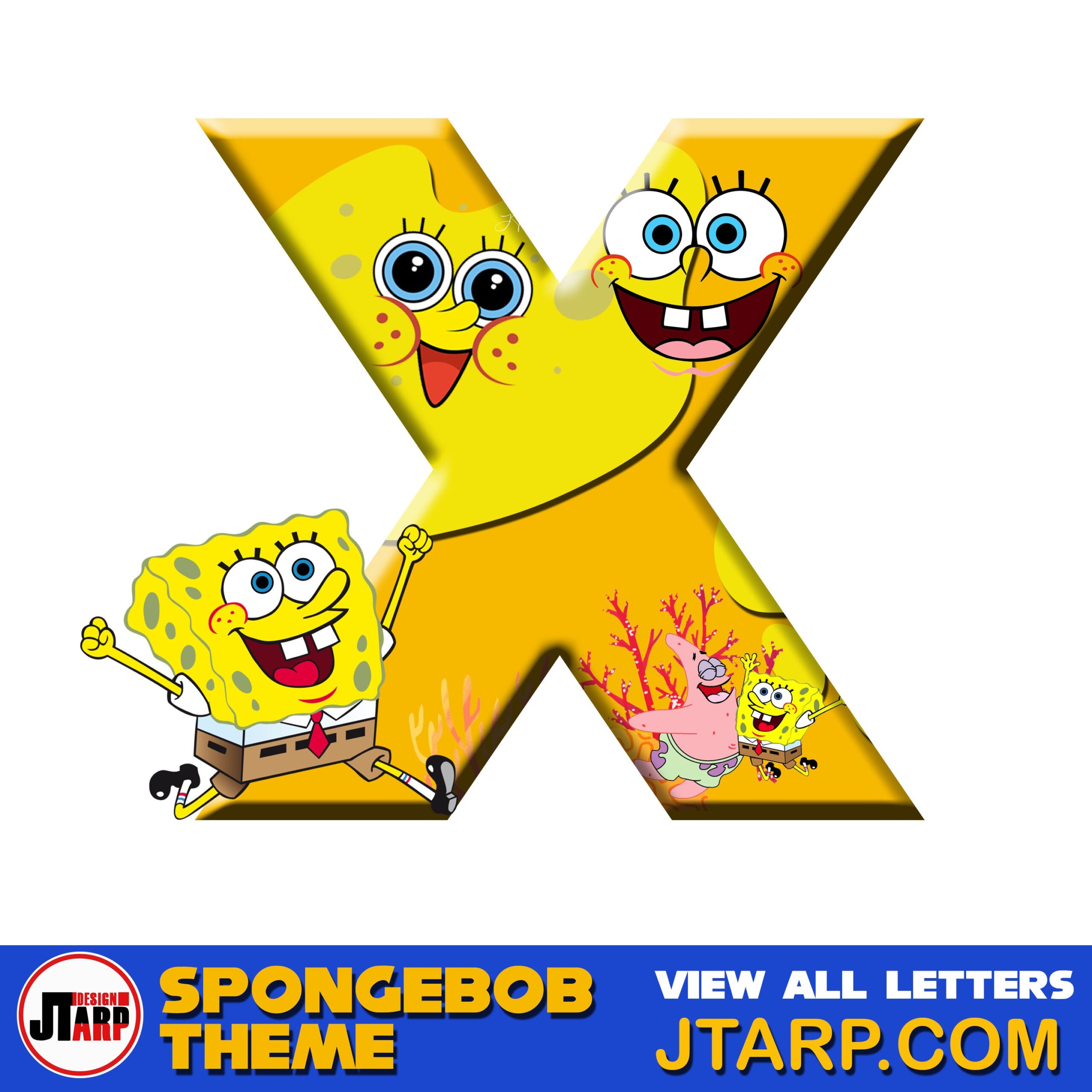 Free Printable Spongebob Letters 3D Letter X