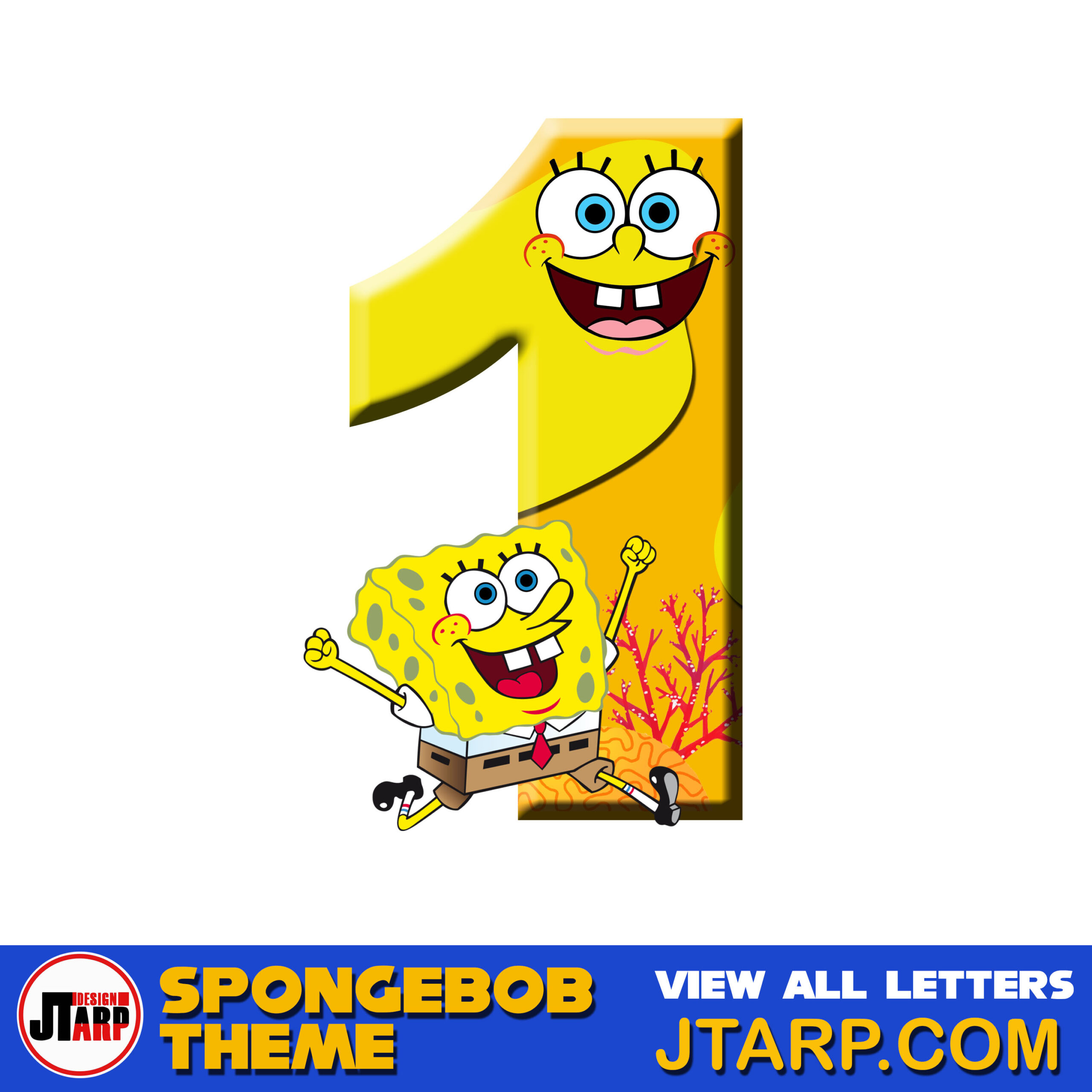 Free Printable Spongebob Letters 3D Number 1