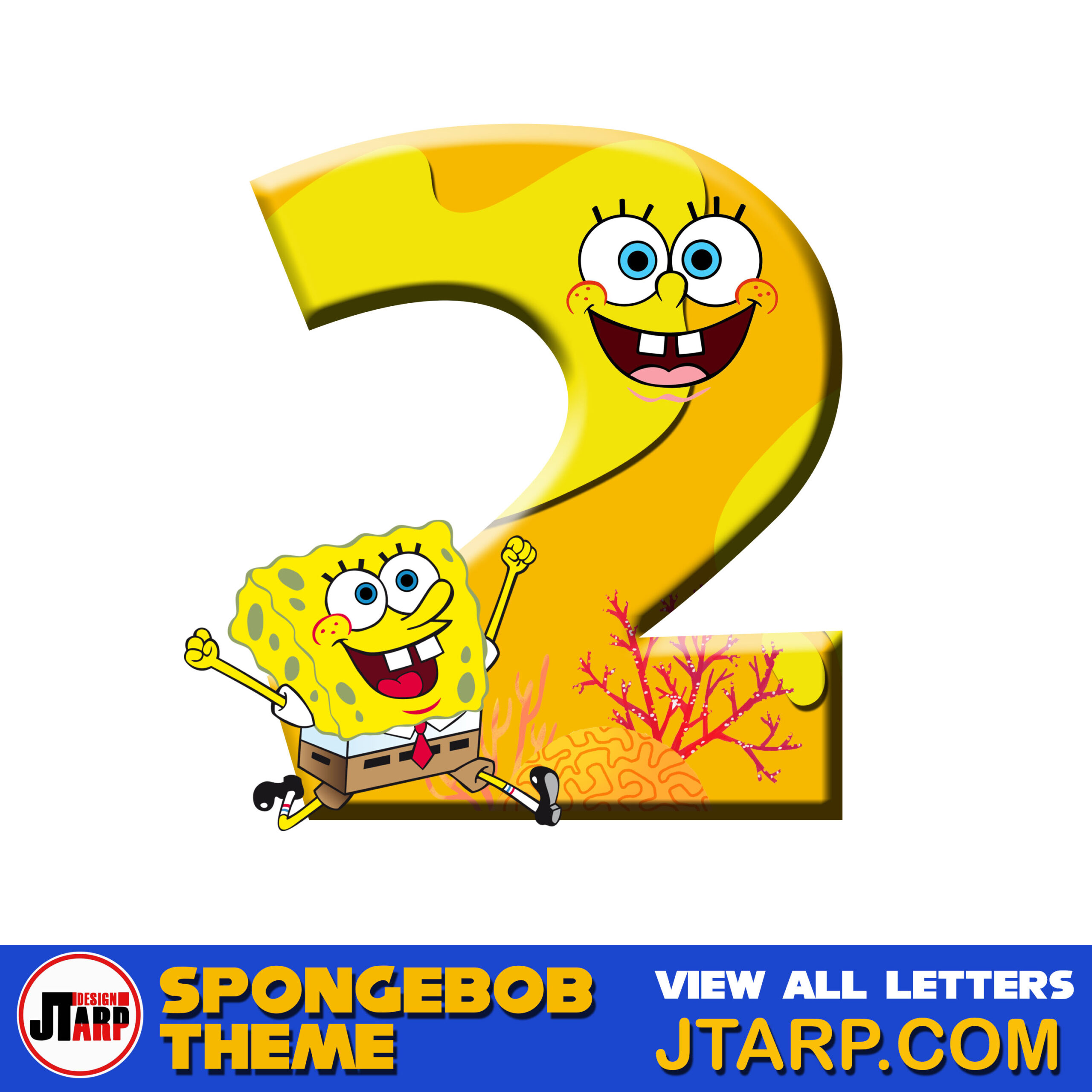 Free Printable Spongebob Letters 3D Number 2