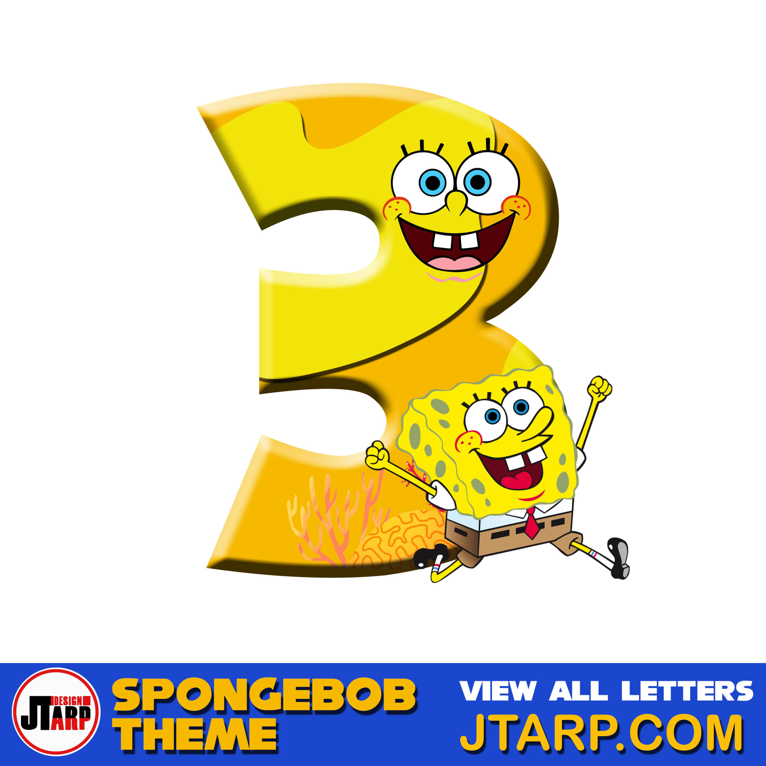 Free Printable Spongebob Letters 3D Number 3