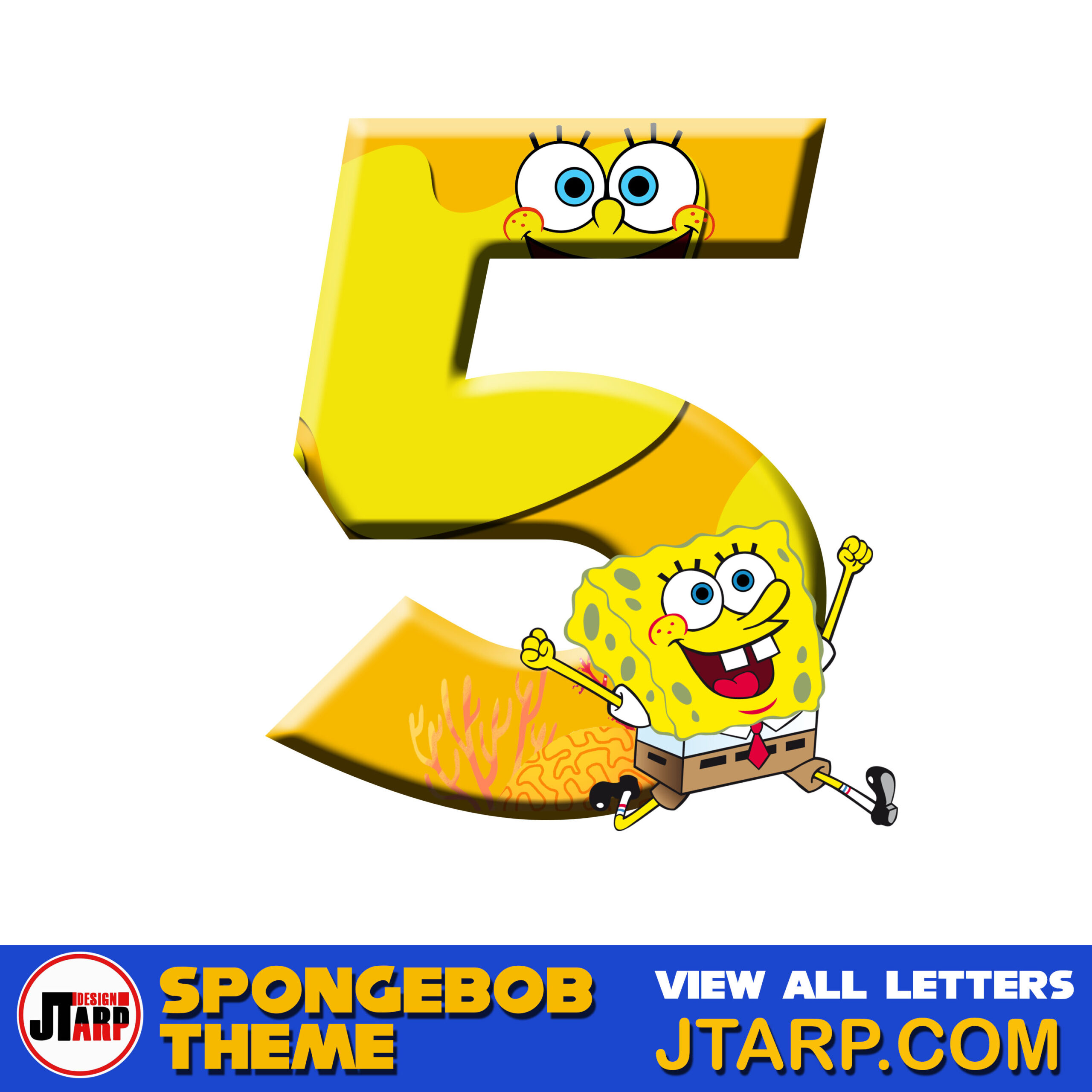 Free Printable Spongebob Letters 3D Number 5