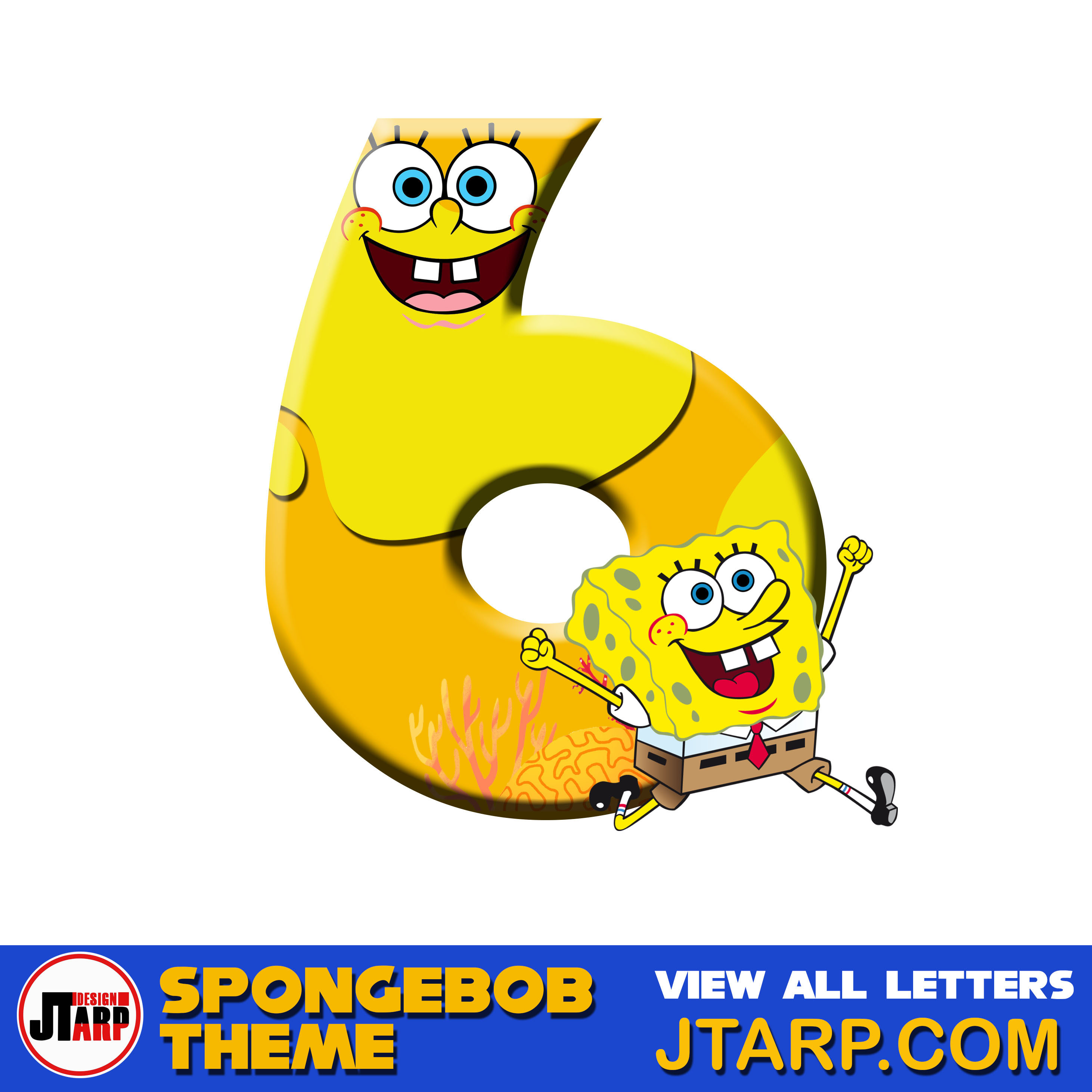 Free Printable Spongebob Letters 3D Number 6