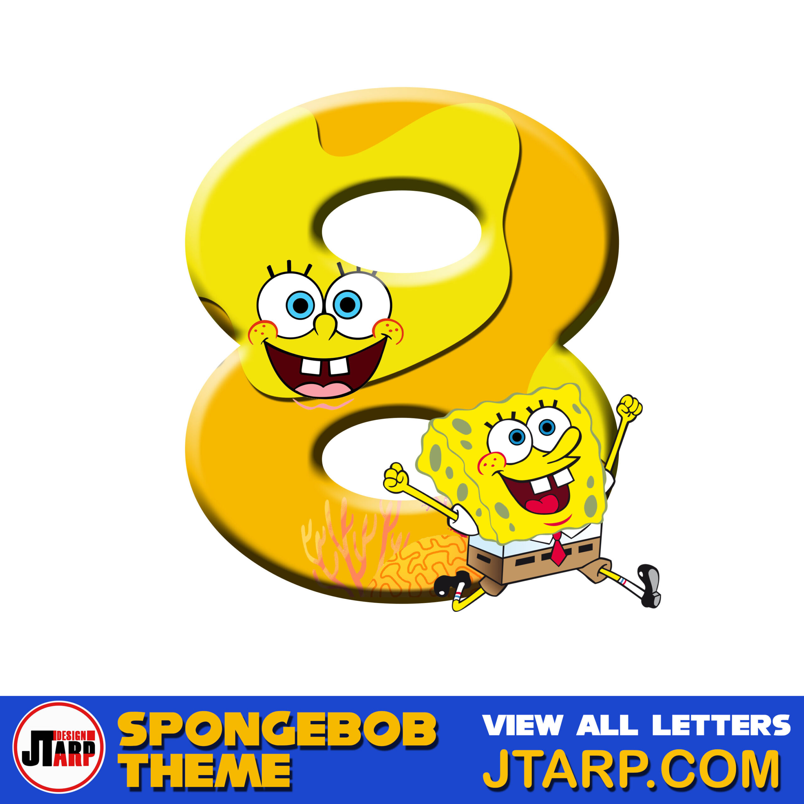 Free Printable Spongebob Letters 3D Number 8