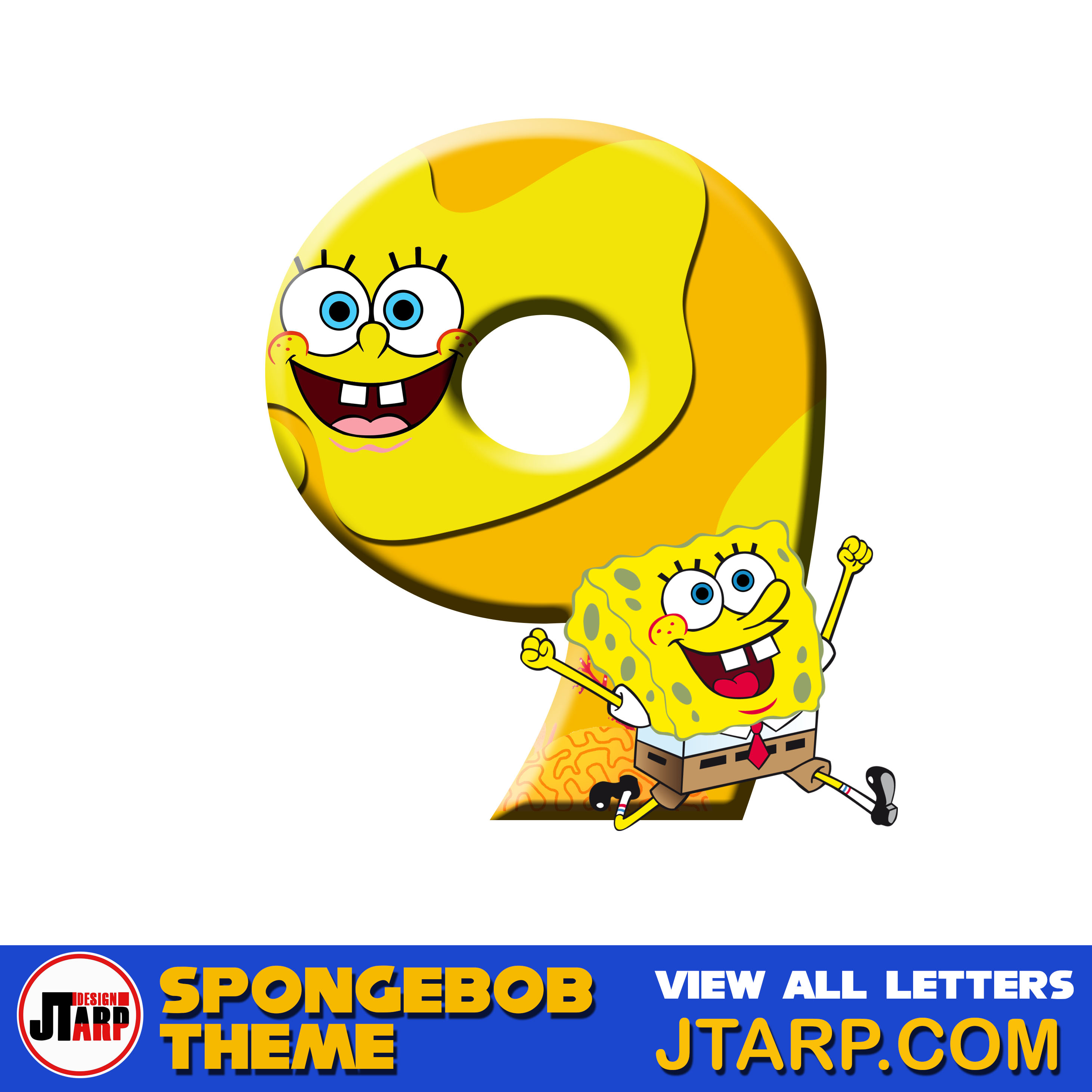 Free Printable Spongebob Letters 3D Number 9