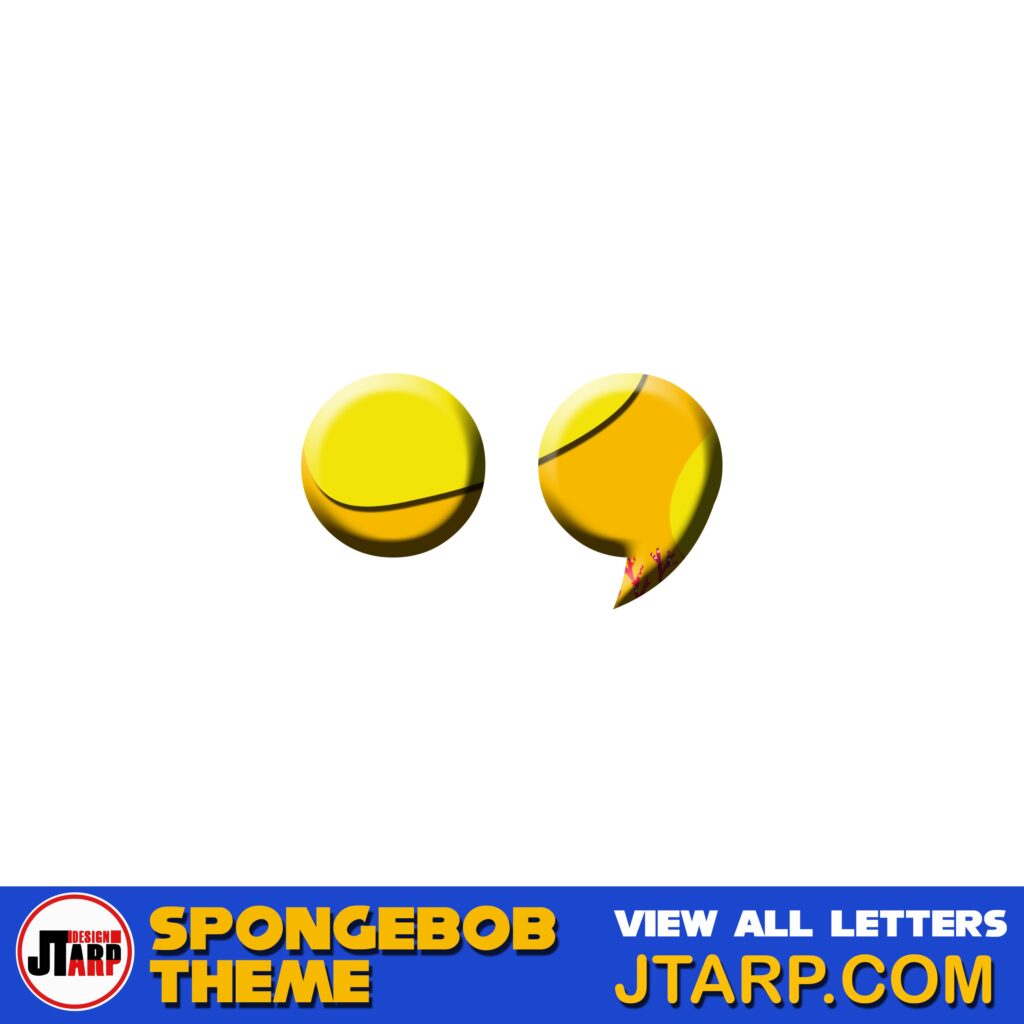 Free Printable Spongebob Letters 3D Punctuation Peroid and Comma
