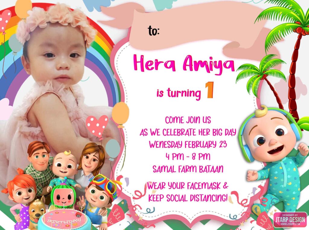 HERA AMIYA is turning 1 Cocomelon Invitation Design