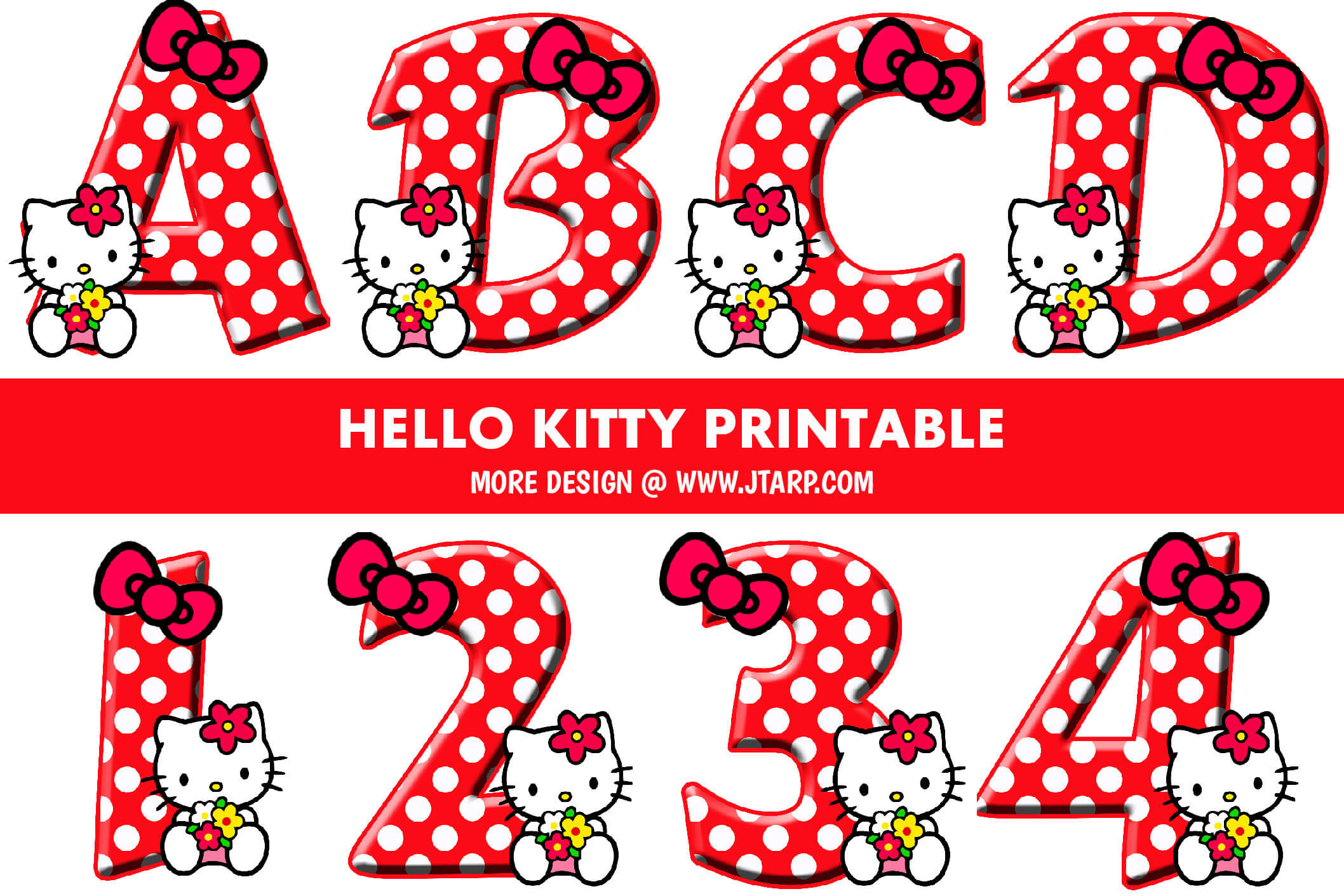 Hello Kitty Printable Letters A-Z and 0-9 - Printable