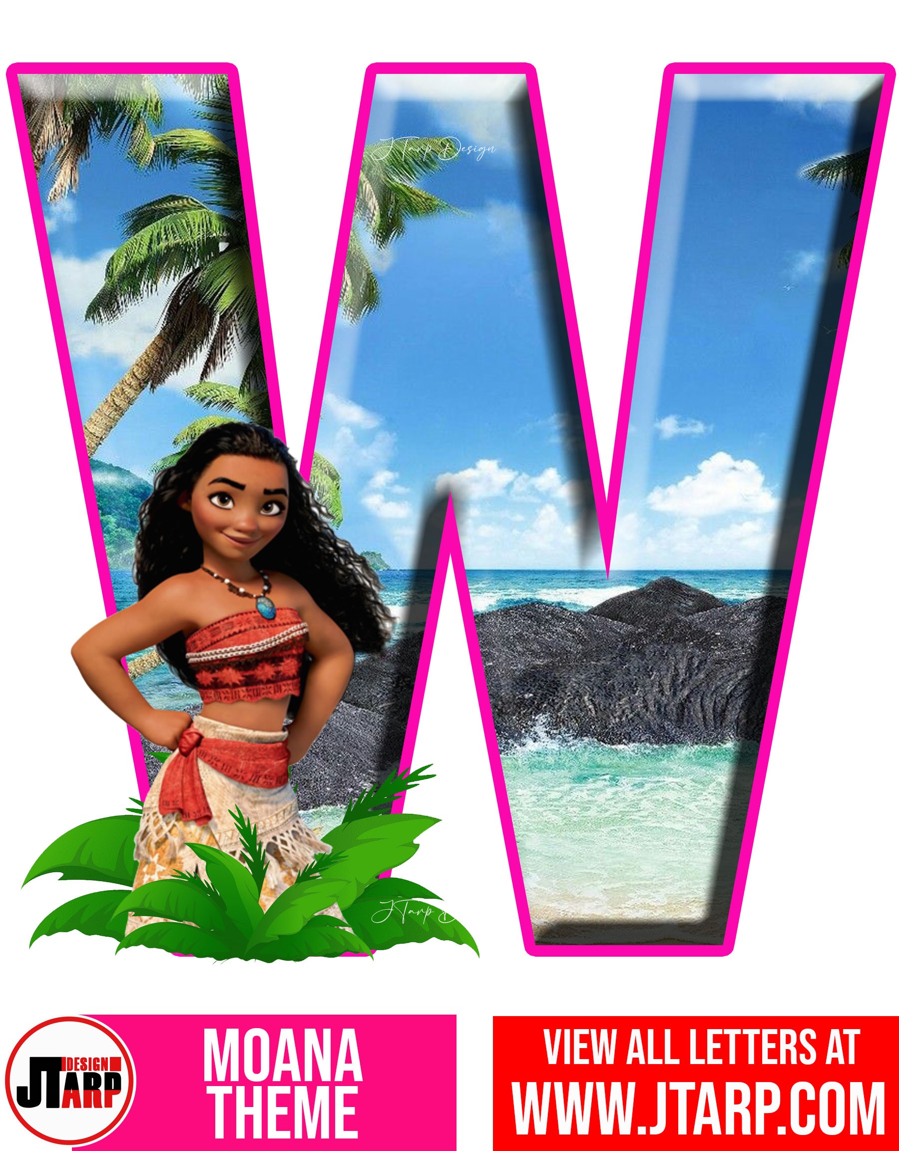 Moana Free Printable Letter W