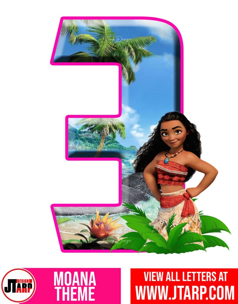 Moana Free Printable Number 3