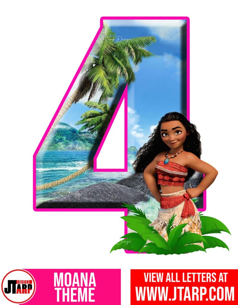 Moana Free Printable Number 4